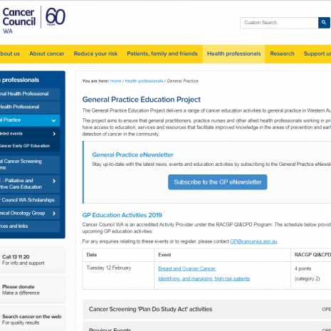 General Practice Education Project Cancer Council WA