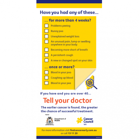 Find Cancer Early Symptom Checklist General Design DL Size