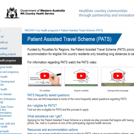 Patient Assisted Transport Scheme website